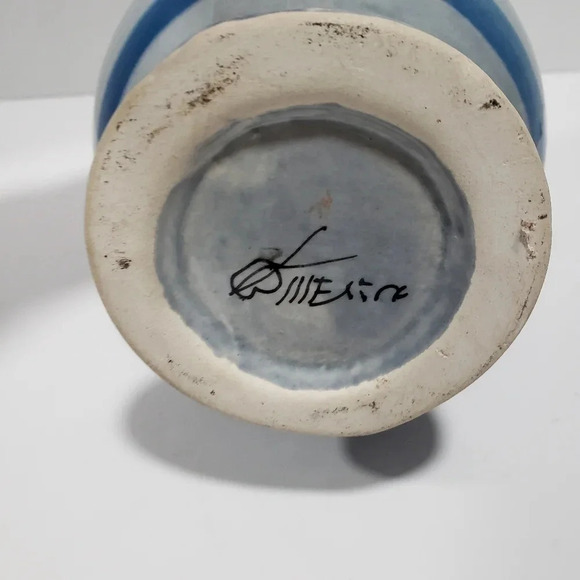 Mexican Tonala Pottery Vase,Blue/Gray. - Picture 5 of 6